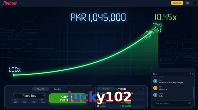 Main screen of Lucky102 aviator page for PK players