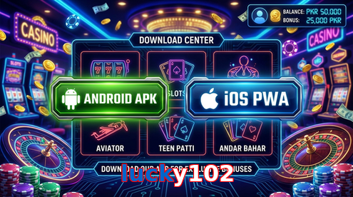 Main screen of Lucky102 download page for PK players