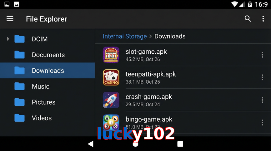 Main screen of Lucky102 gameapk page for PK players